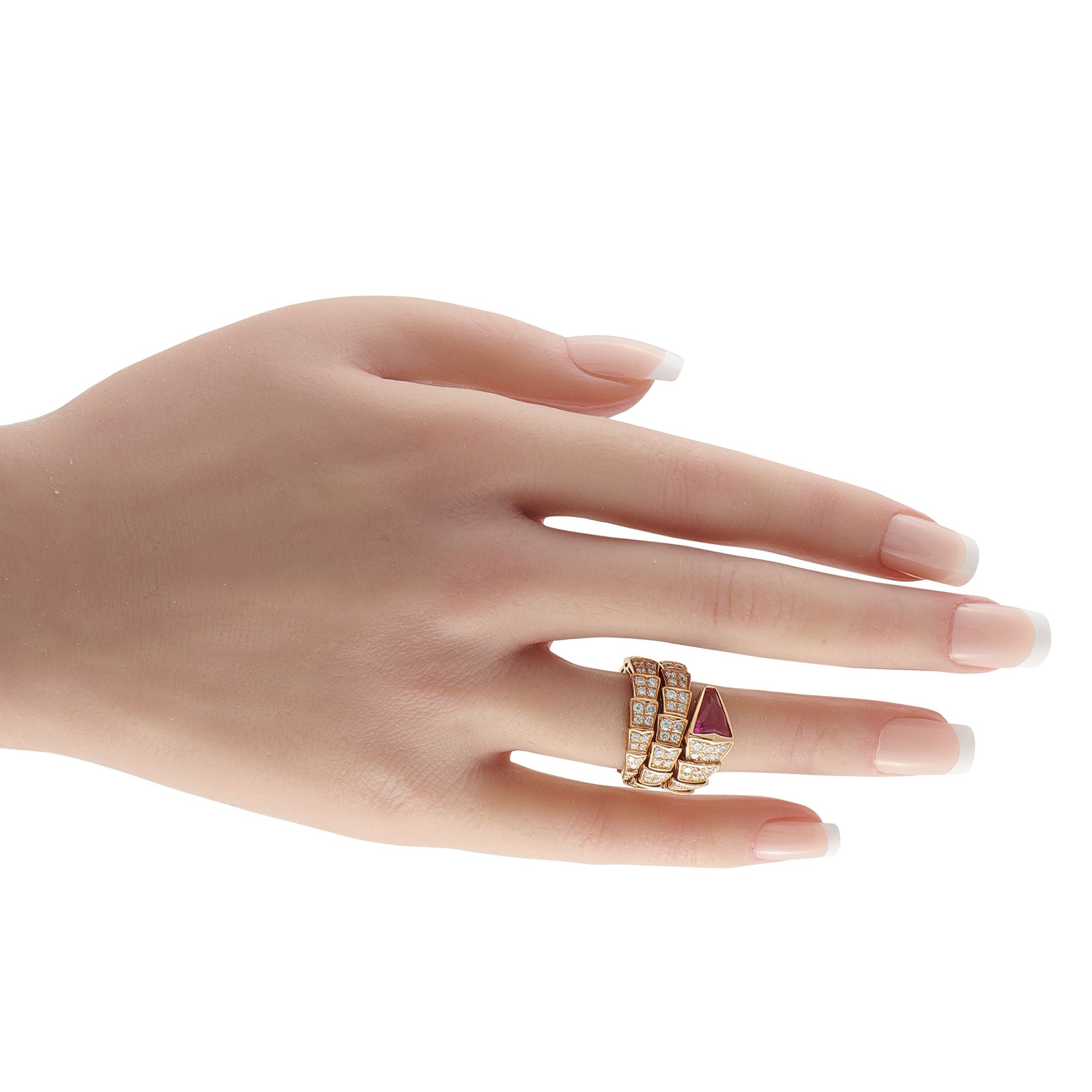 BvlgariSerpenti 18K Rose Gold 2.42ct Diamond and Tourmaline Ring