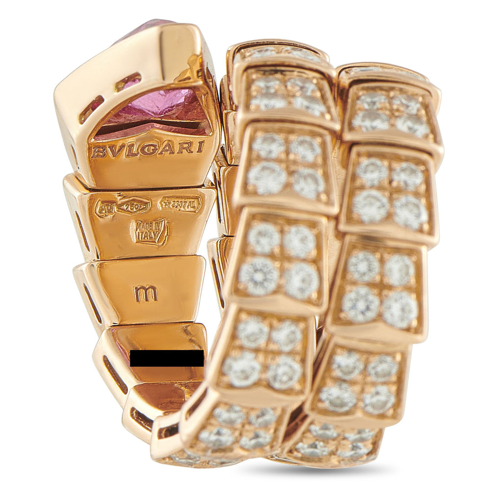 BvlgariSerpenti 18K Rose Gold 2.42ct Diamond and Tourmaline Ring