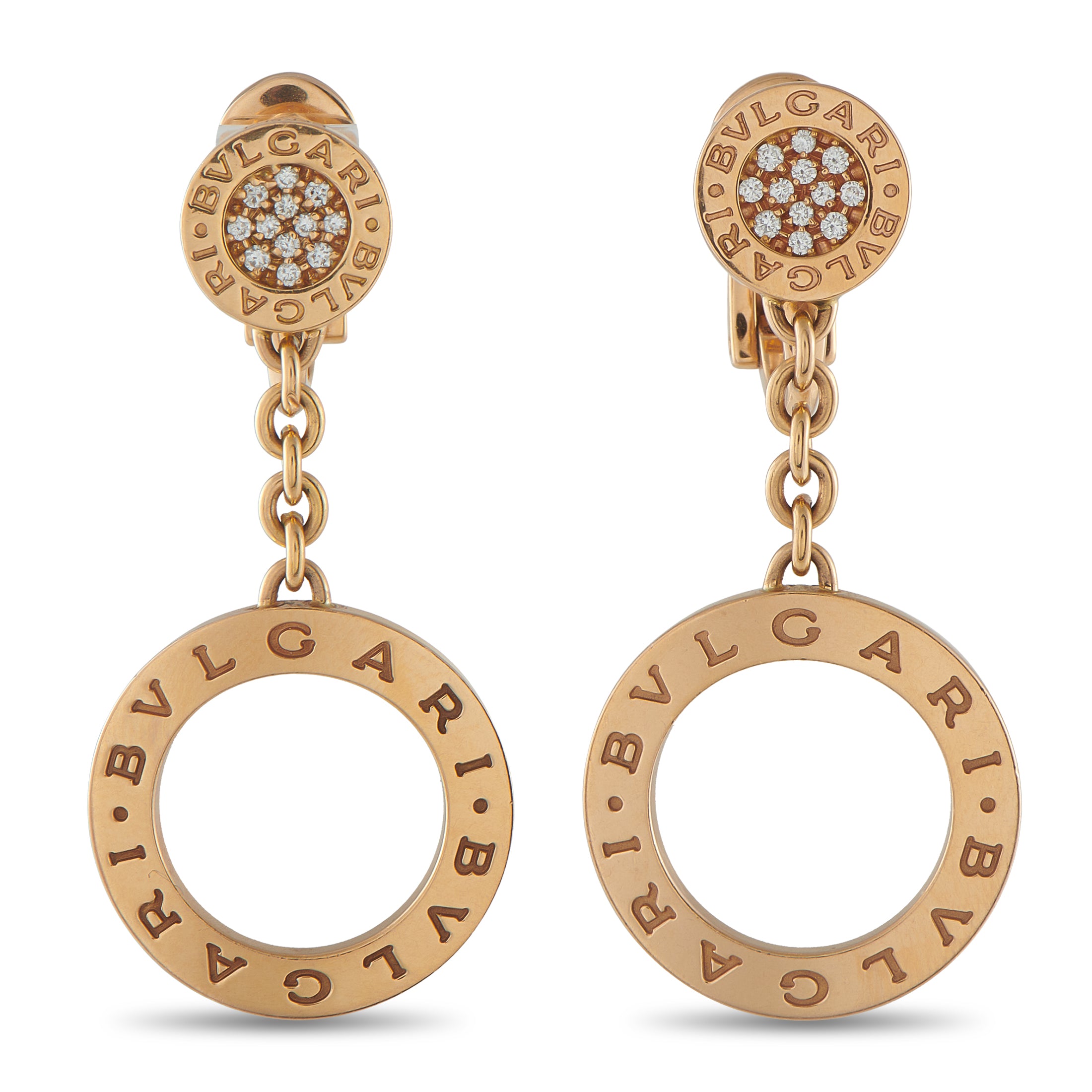BVLGARI 18K Rose Gold Diamond Drop Earrings