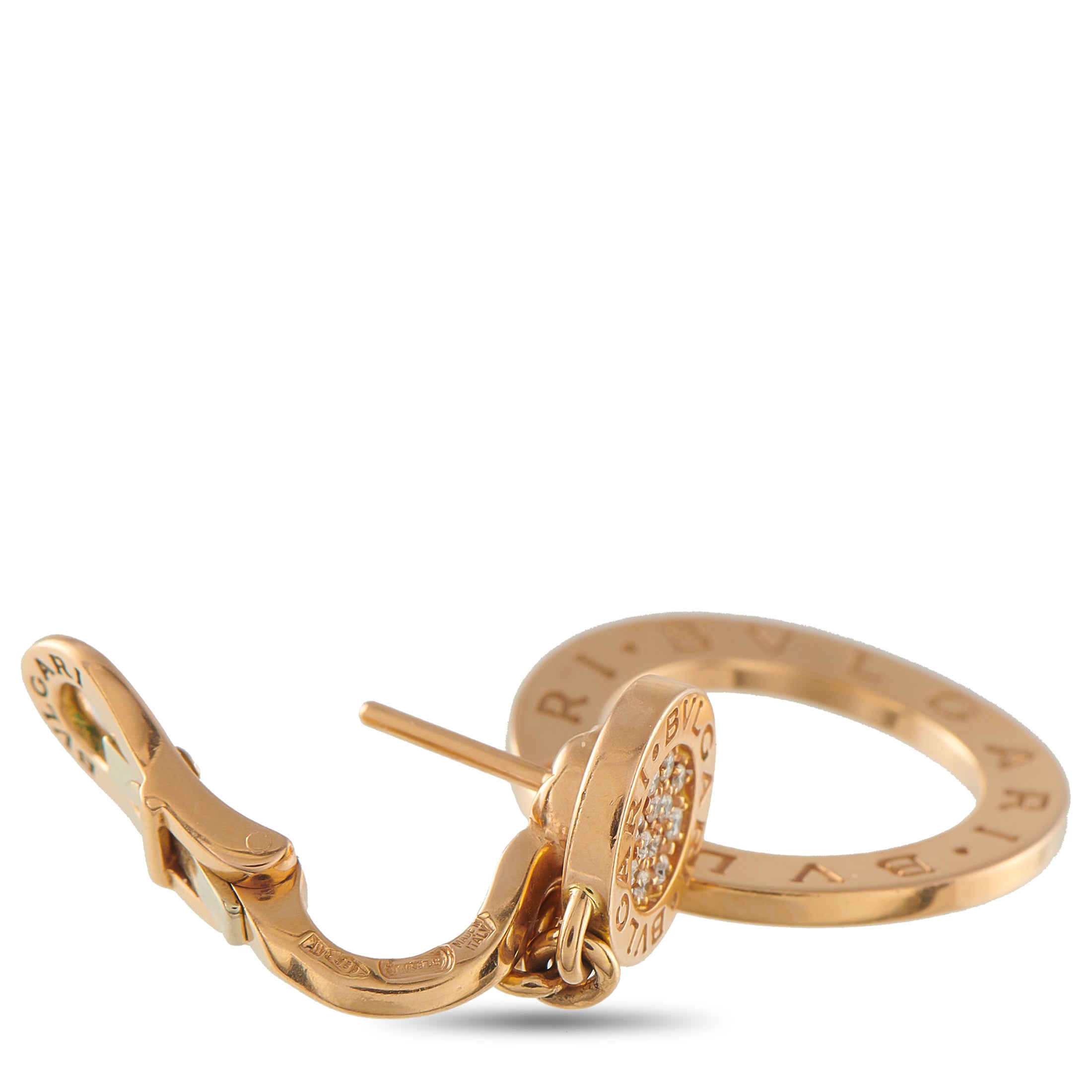 BVLGARI 18K Rose Gold Diamond Drop Earrings