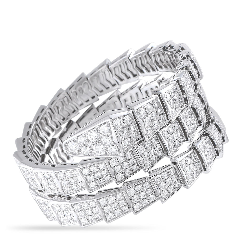 BvlgariSerpenti Viper 18K White Gold Diamond Bracelet – Wrap your wrist with sinuous elegance with this Bvlgari Viper bracele