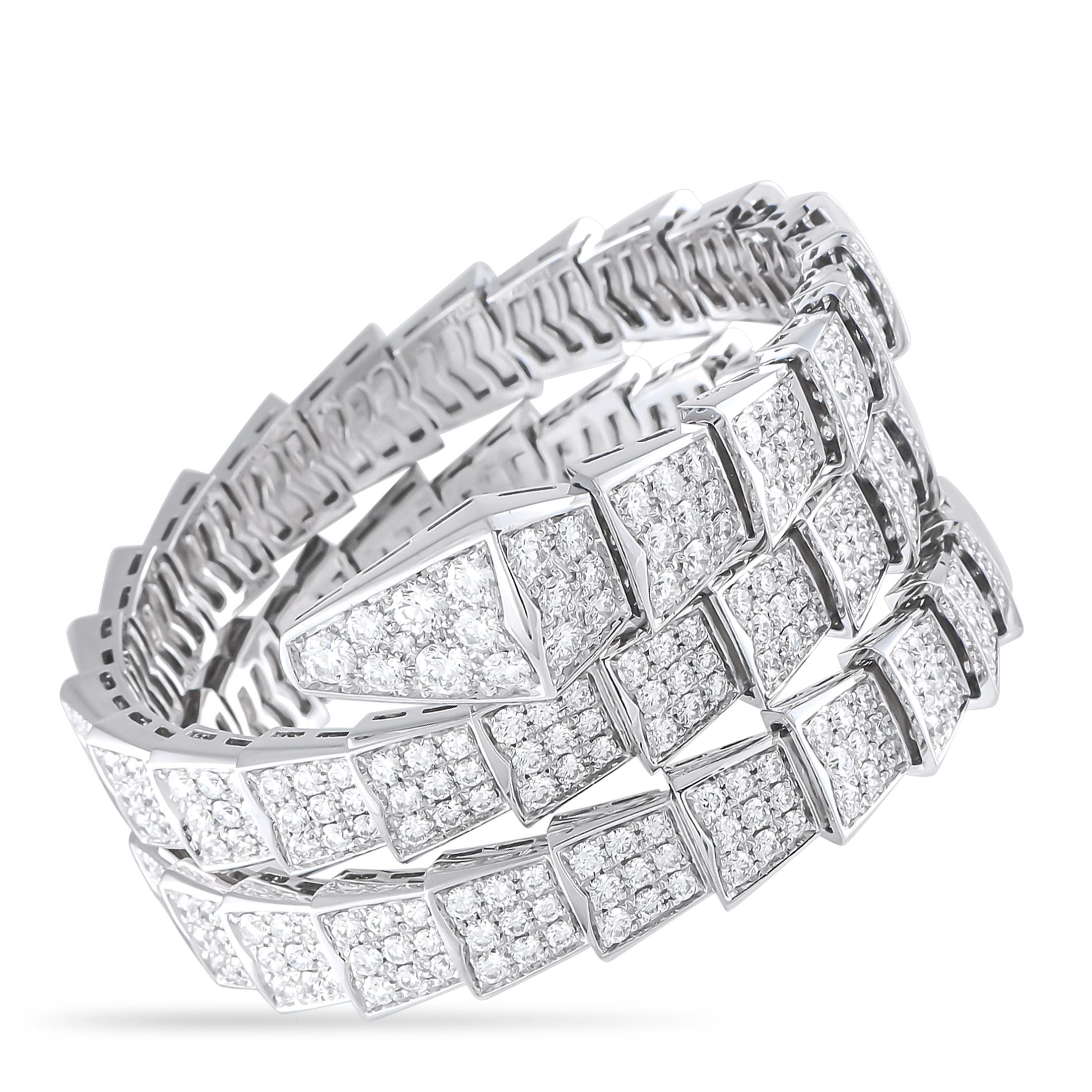 BvlgariSerpenti Viper 18K White Gold Diamond Bracelet – Wrap your wrist with sinuous elegance with this Bvlgari Viper bracele