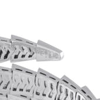 White gold bracelet clasp end with engraved details and openwork link structure.
