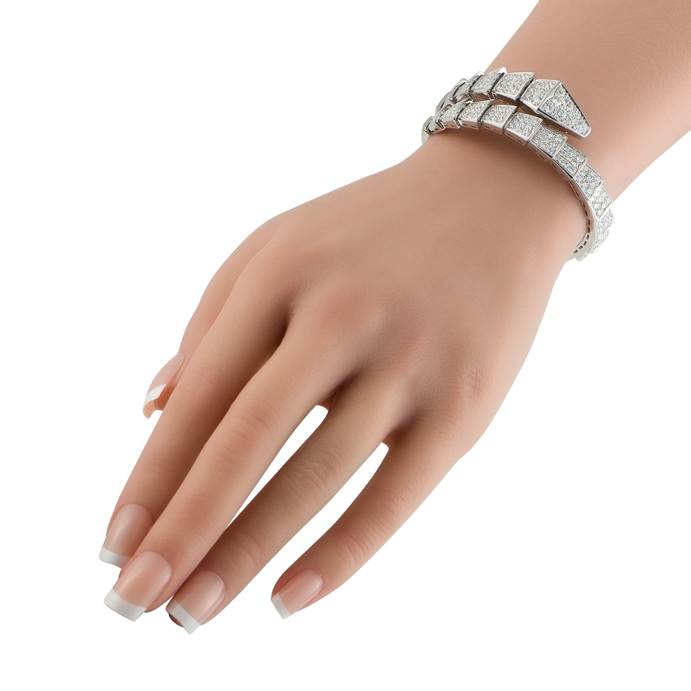 Bvlgari Serpenti Viper 18K White Gold Diamond Bracelet