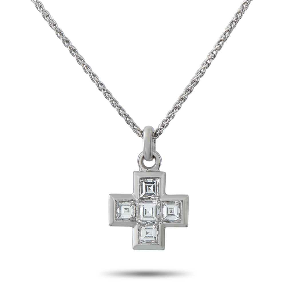 Bvlgari 18K White Gold 1.0ct Diamond Cross Pendant