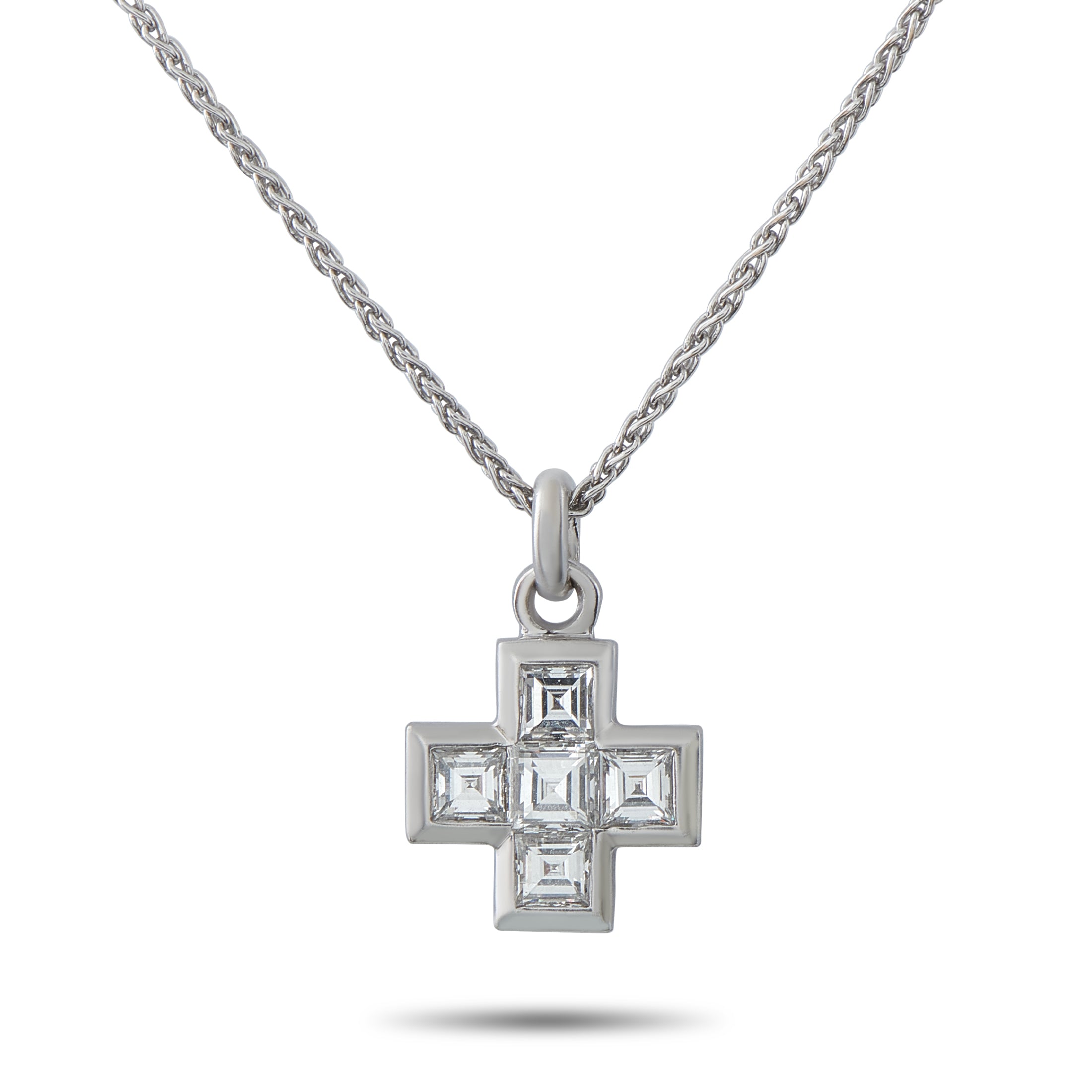 Bvlgari 18K White Gold 1.0ct Diamond Cross Pendant