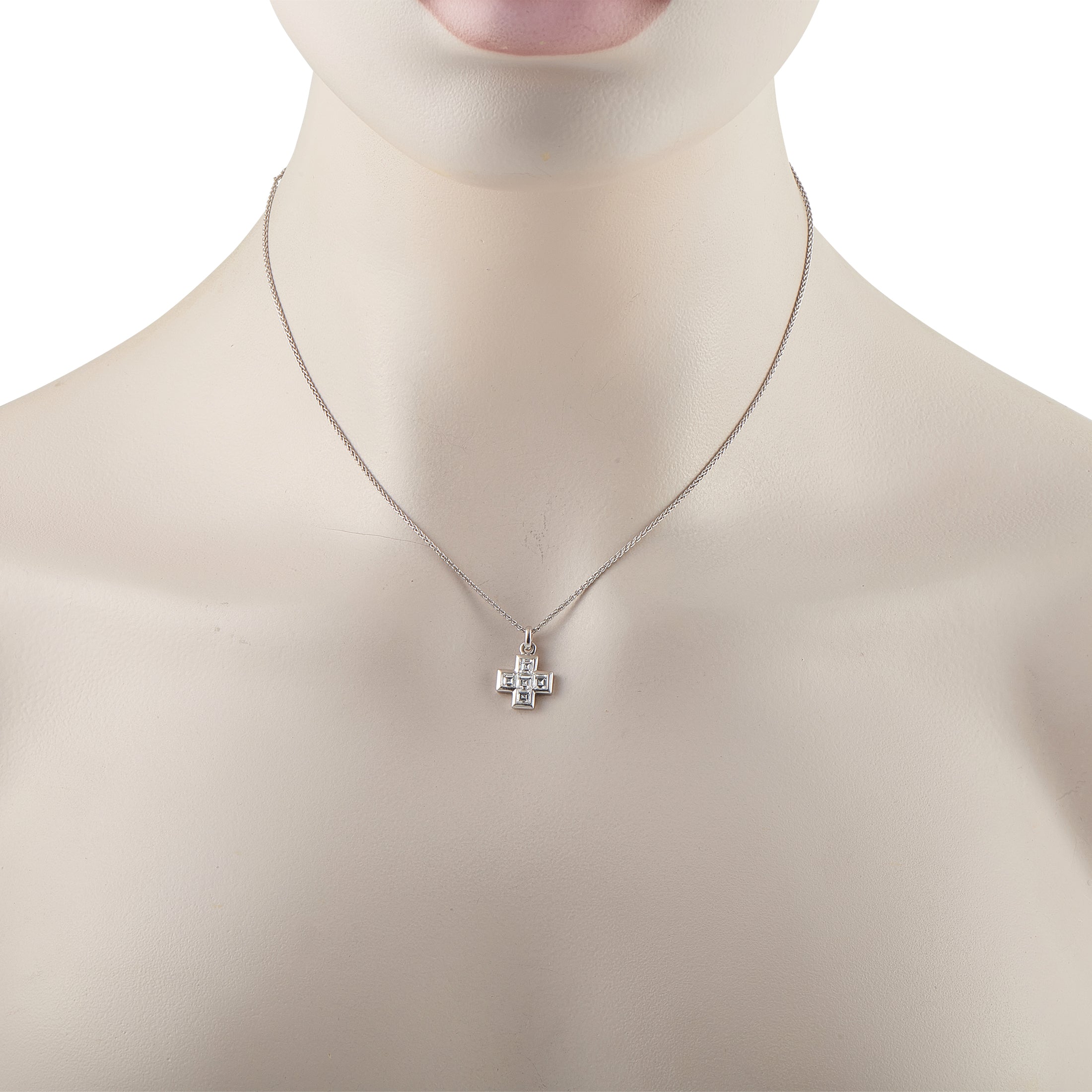 Bvlgari 18K White Gold 1.0ct Diamond Cross Pendant