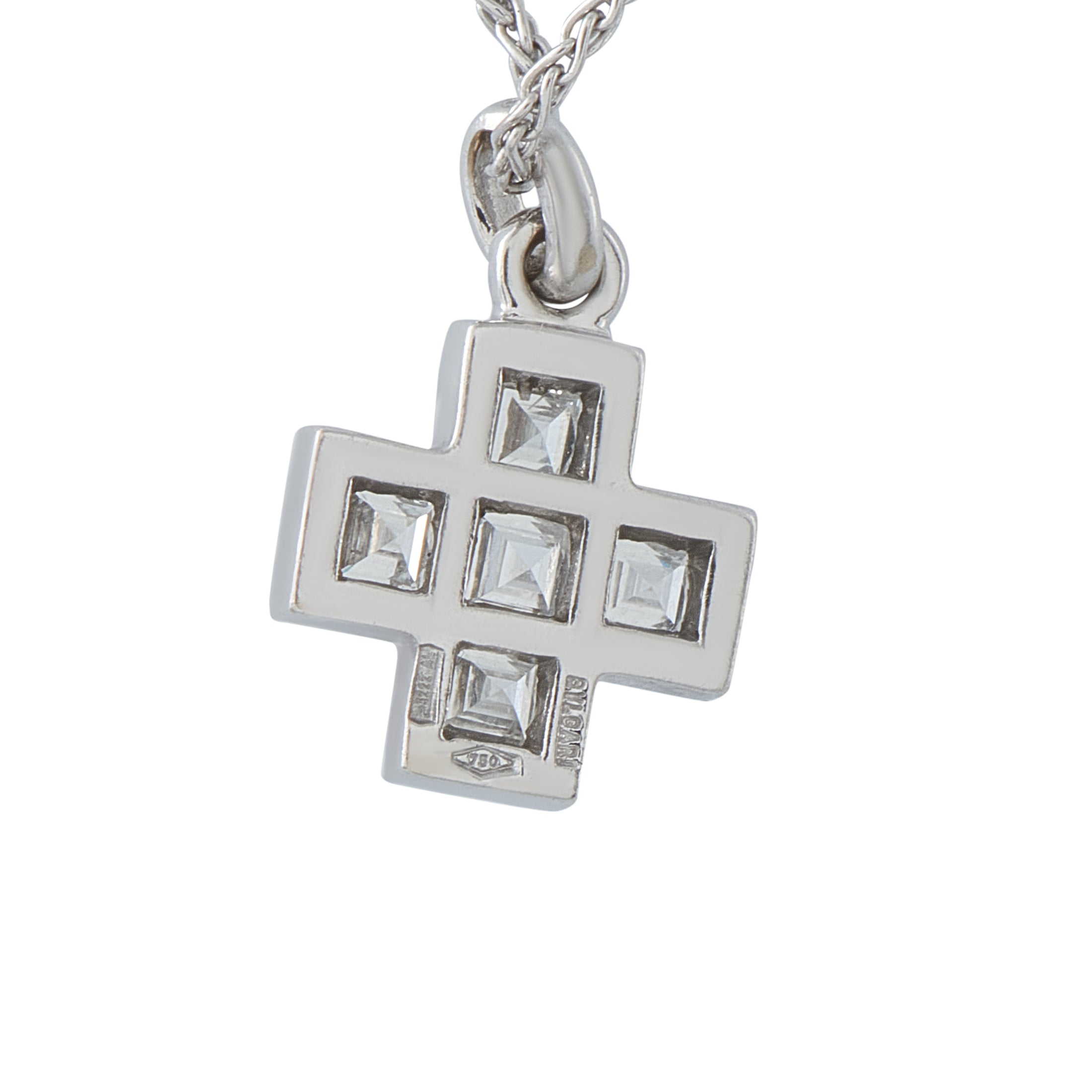 Bvlgari 18K White Gold 1.0ct Diamond Cross Pendant