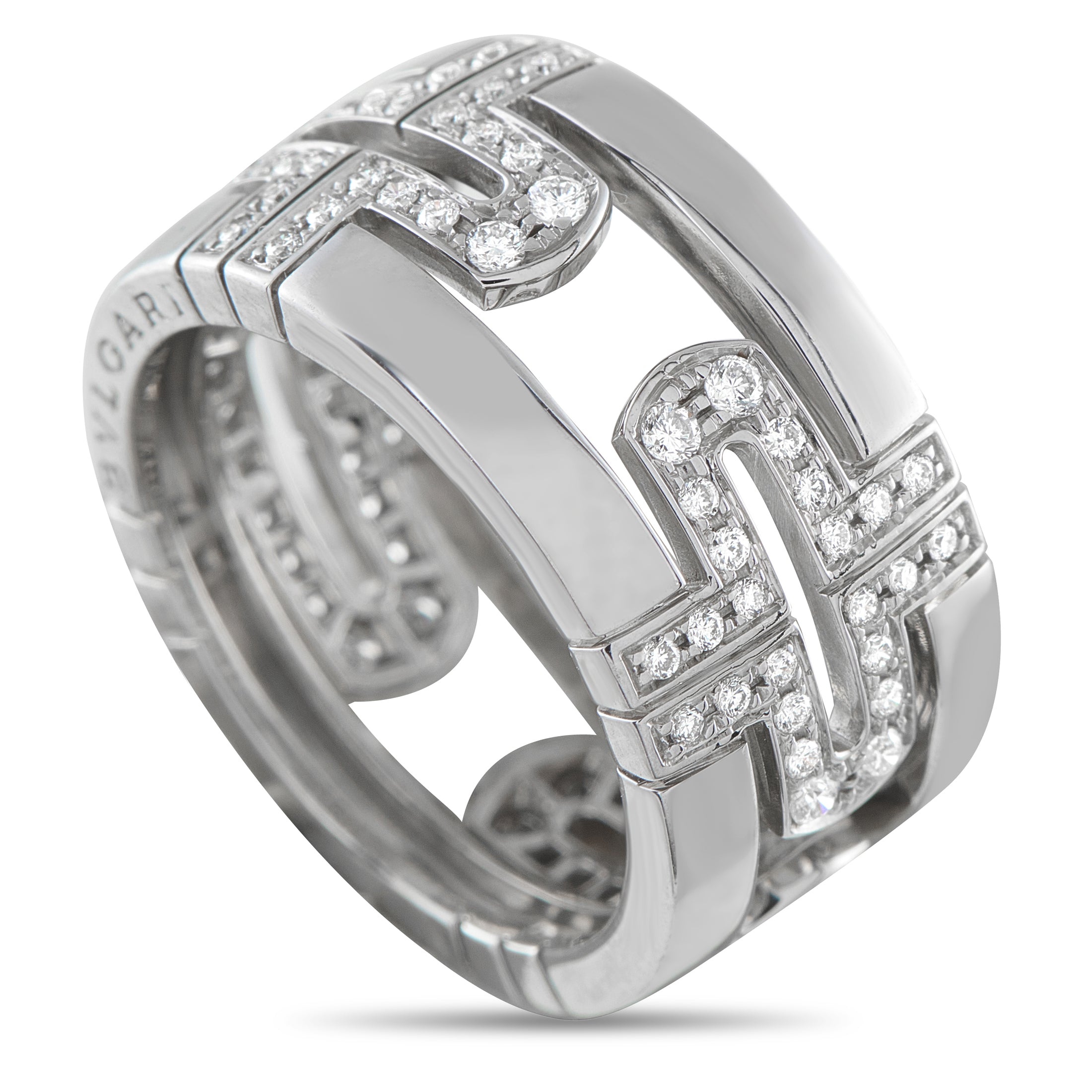 Bvlgari Parentesi 18K White Gold 0.72ct Diamond Ring