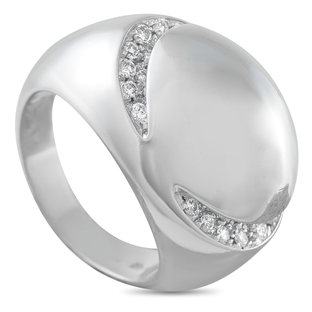 BVLGARI 18K White Gold Diamond Dome Ring