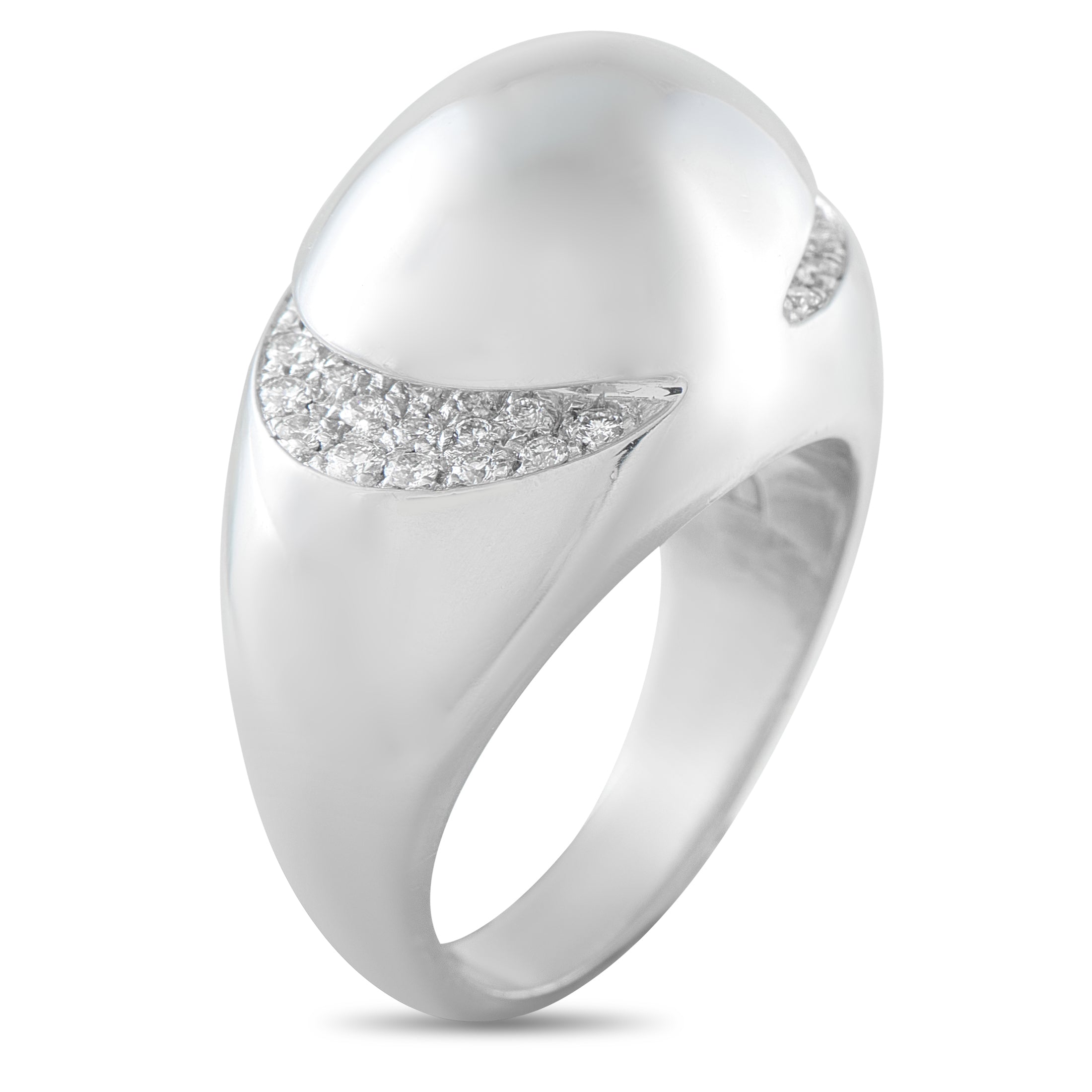 Bvlgari 18K White Gold Diamond Dome Ring