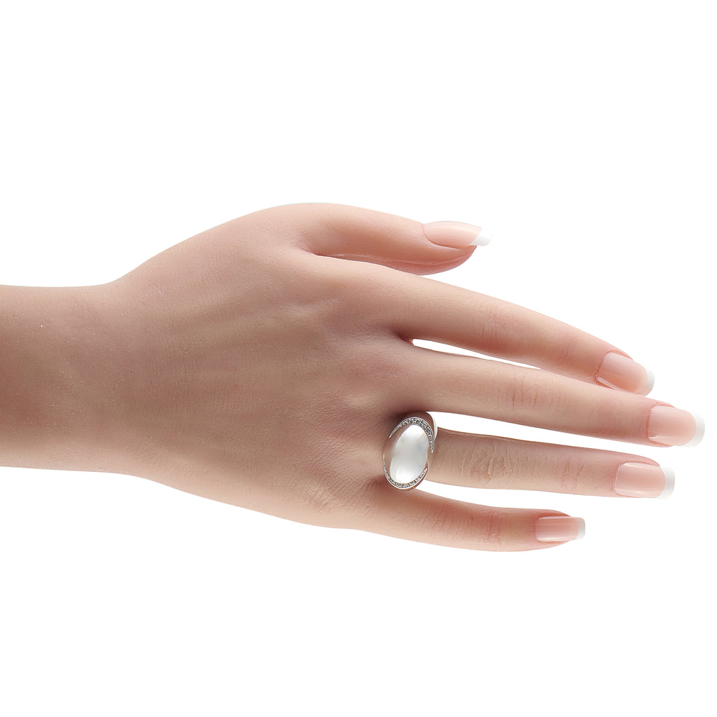 Bvlgari 18K White Gold Diamond Dome Ring