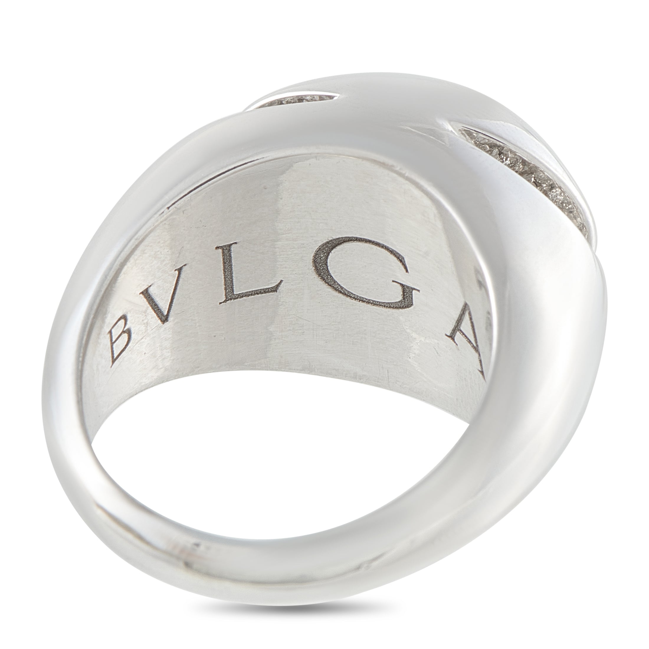 Bvlgari 18K White Gold Diamond Dome Ring