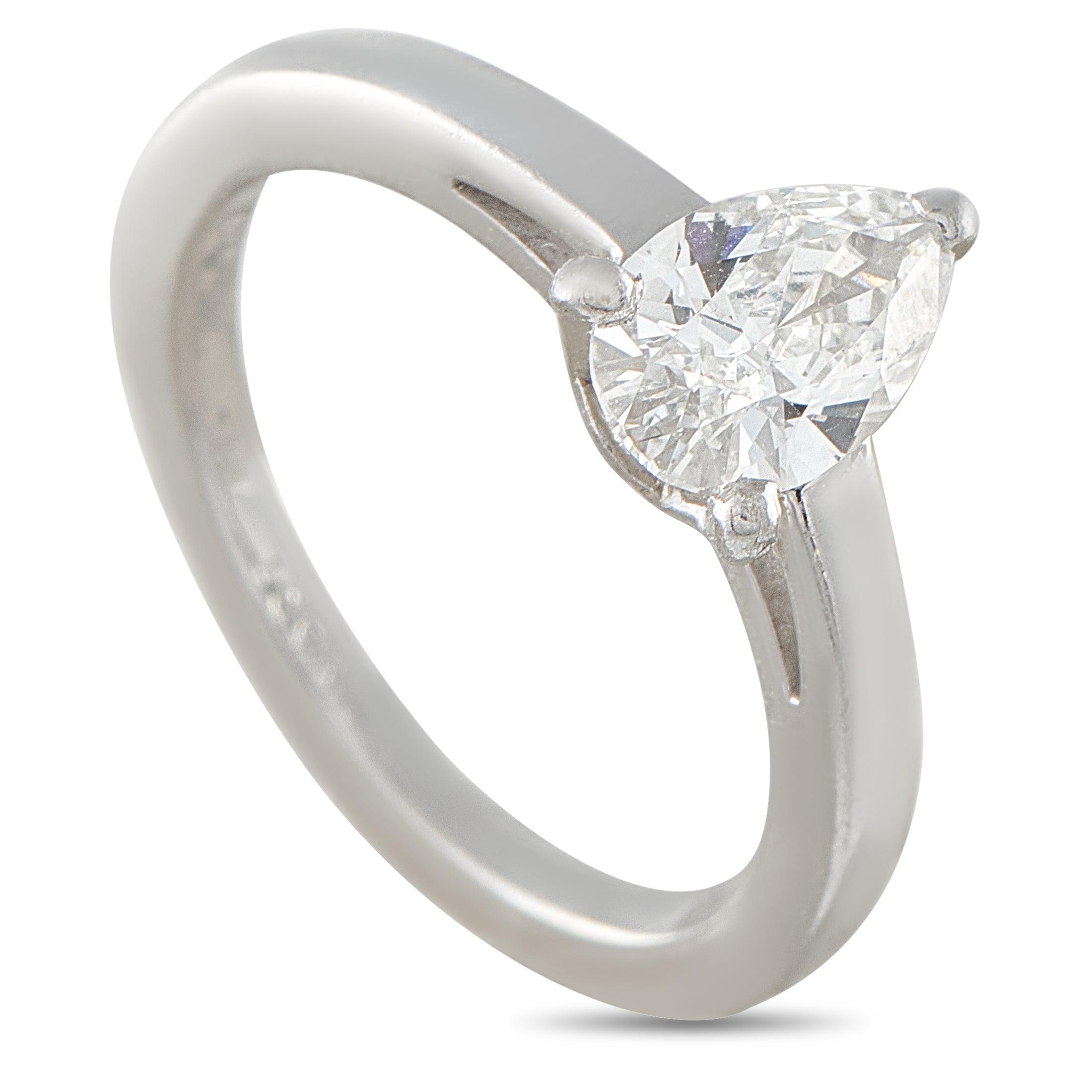 BVLGARI 18K White Gold 0.93ct Pear Shaped Diamond Engagement Ring