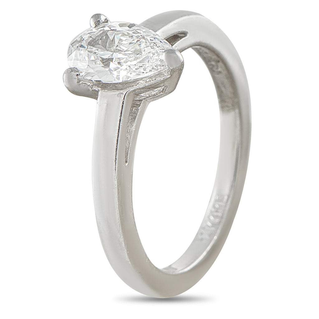 Bvlgari 18K White Gold 0.93ct Pear Shaped Diamond Engagement Ring