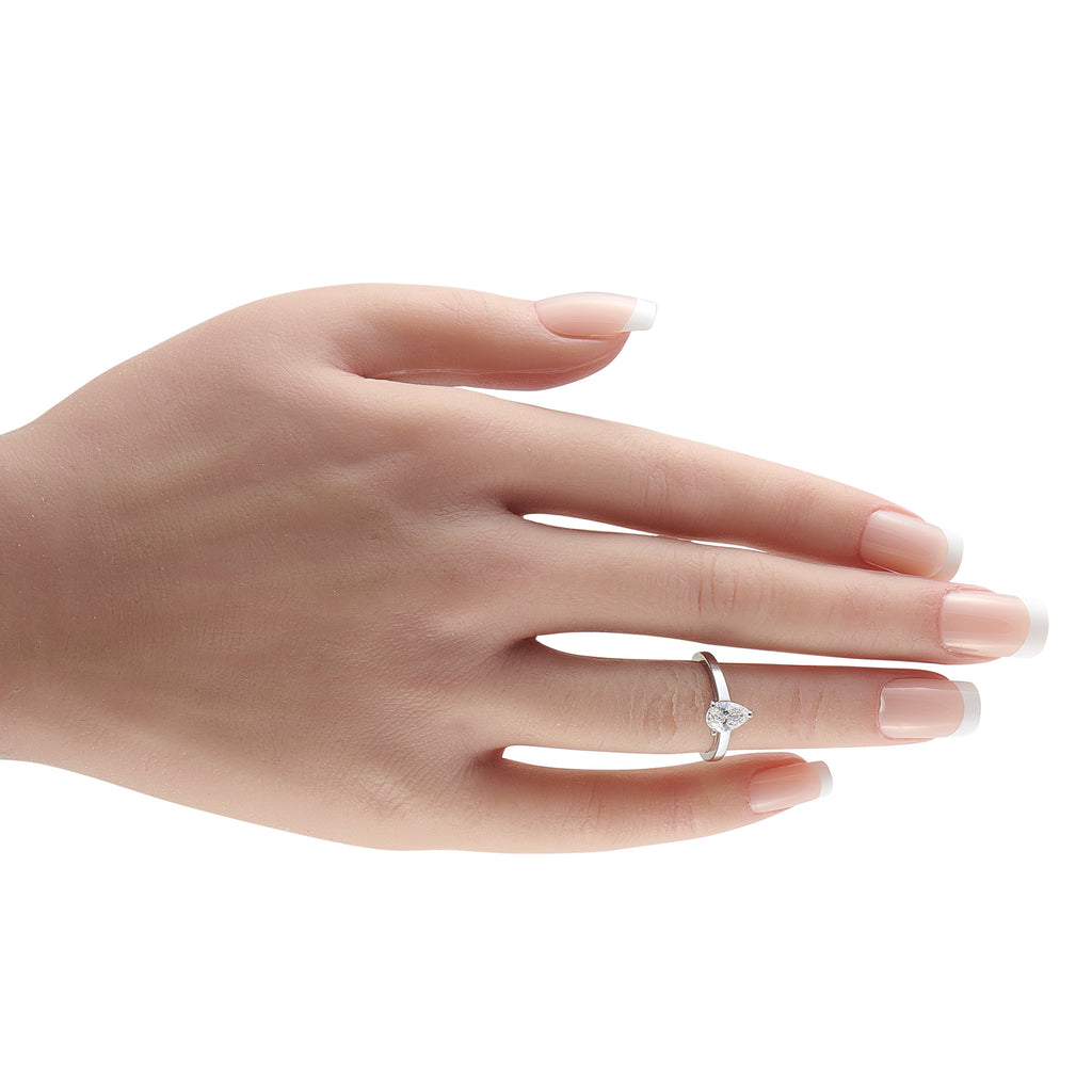 Bvlgari 18K White Gold 0.93ct Pear Shaped Diamond Engagement Ring