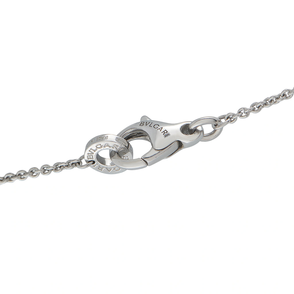White gold pendant bail and chain with round logo medallion detail