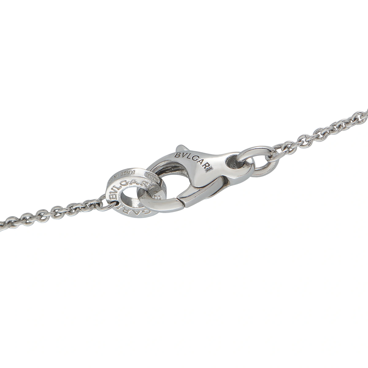 White gold pendant bail and chain with round logo medallion detail