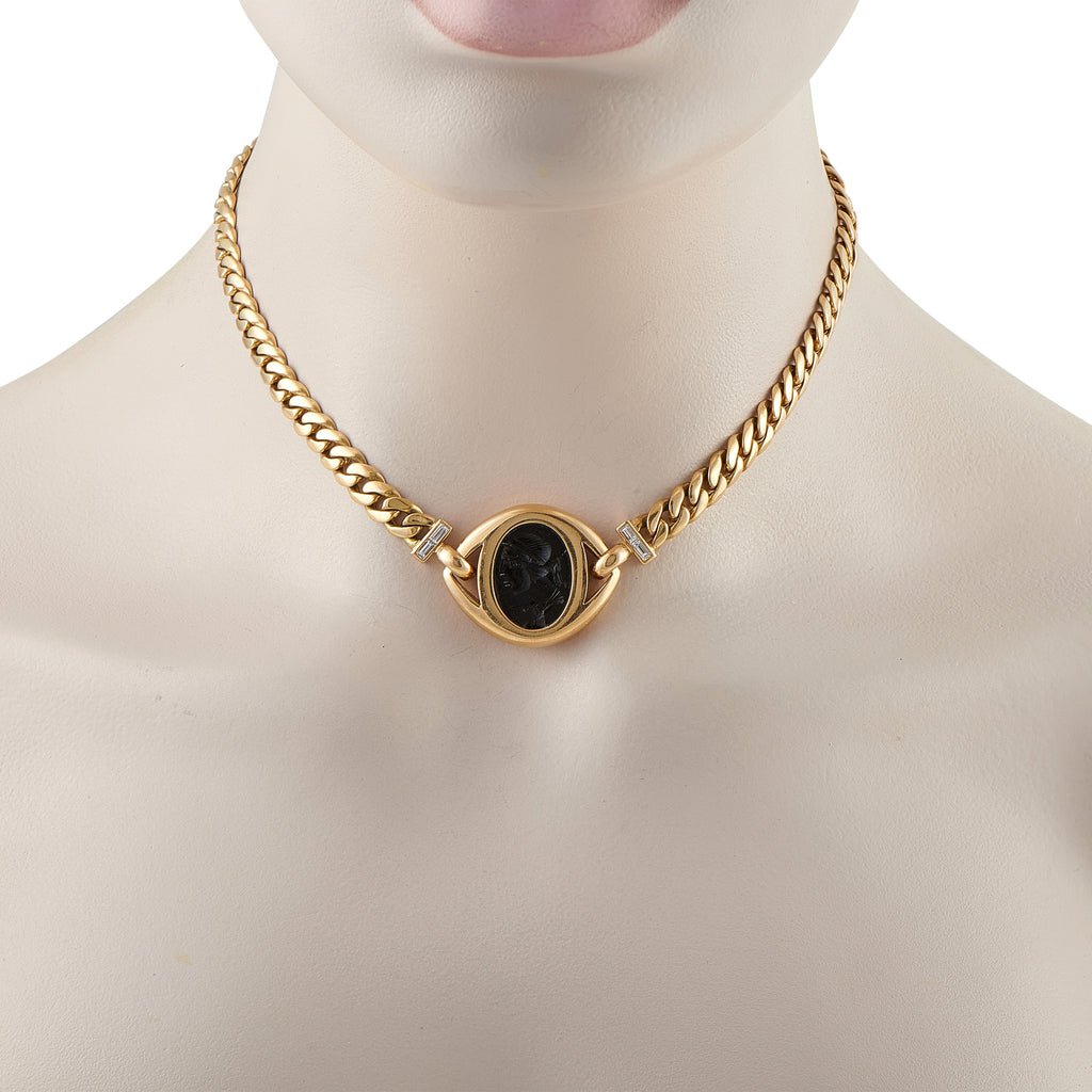 Bvlgari Intaglio 18K Yellow Gold Diamond Necklace