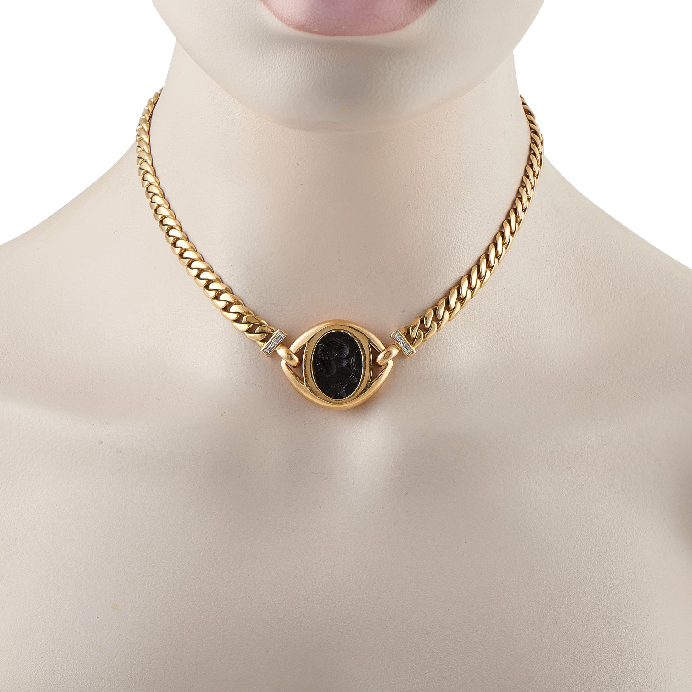 Bvlgari Intaglio 18K Yellow Gold Diamond Necklace