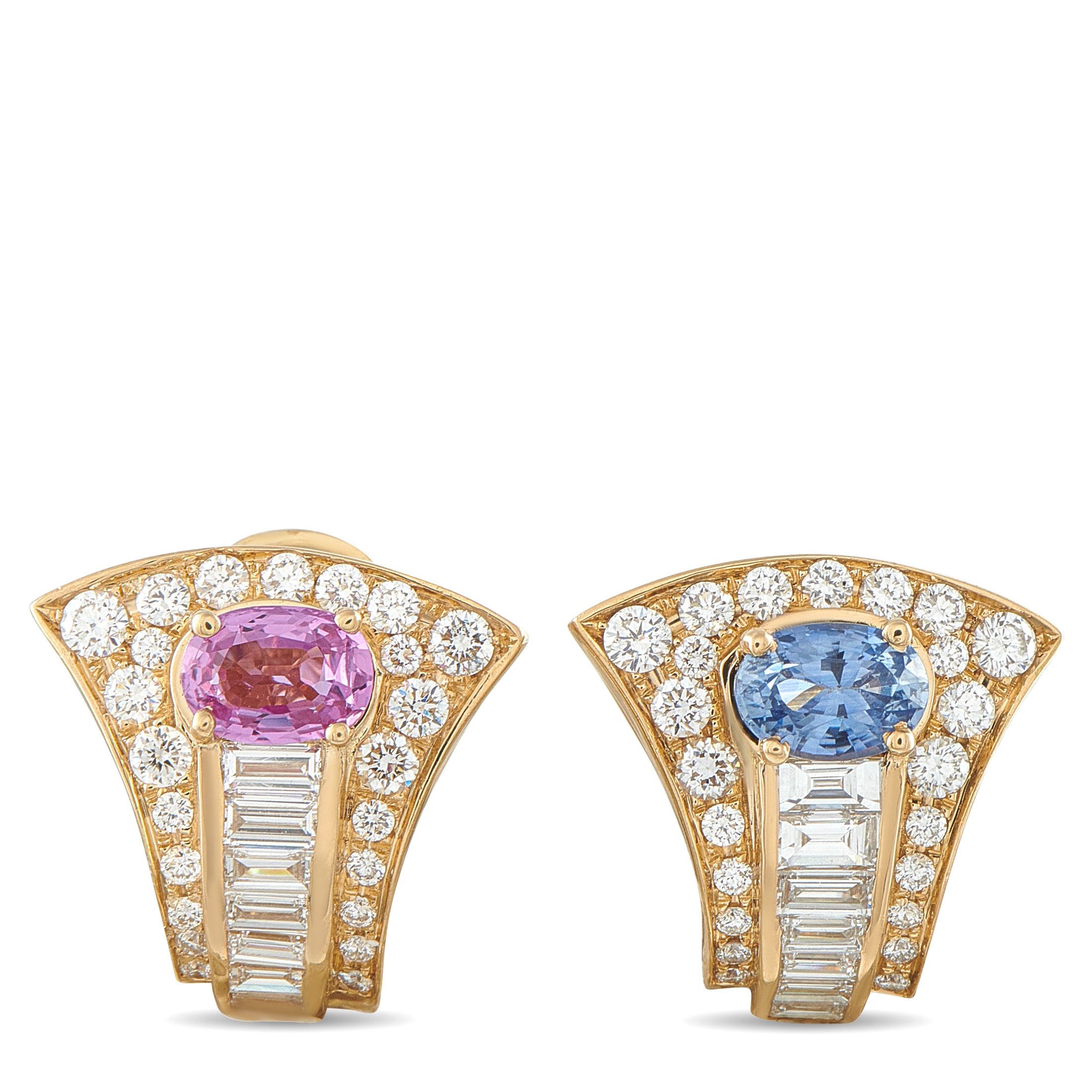 BVLGARI 18K Yellow Gold 2.50ct Diamond and Sapphire Clip-On Earrings