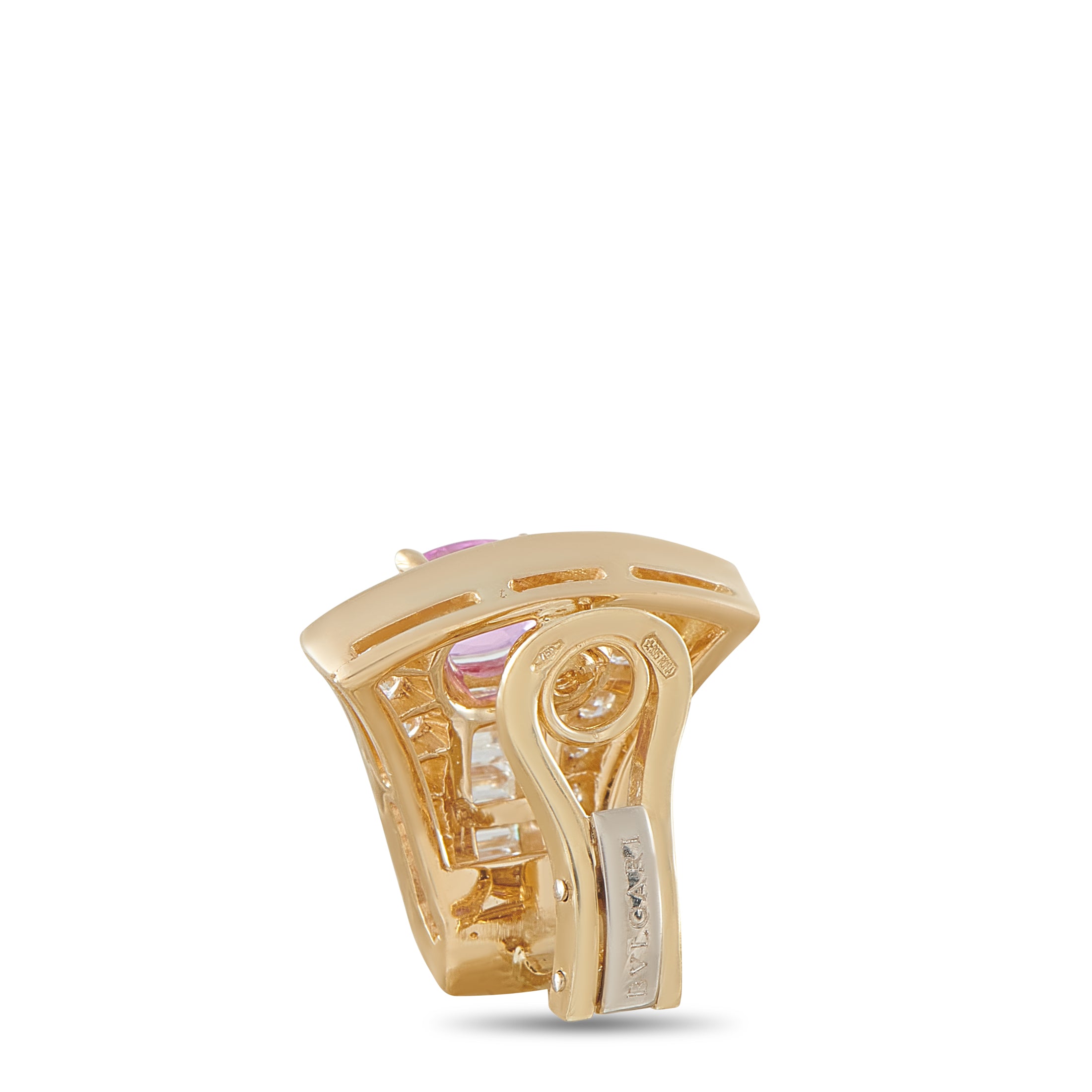 Bvlgari 18K Yellow Gold 2.50ct Diamond and Sapphire Clip-On Earrings