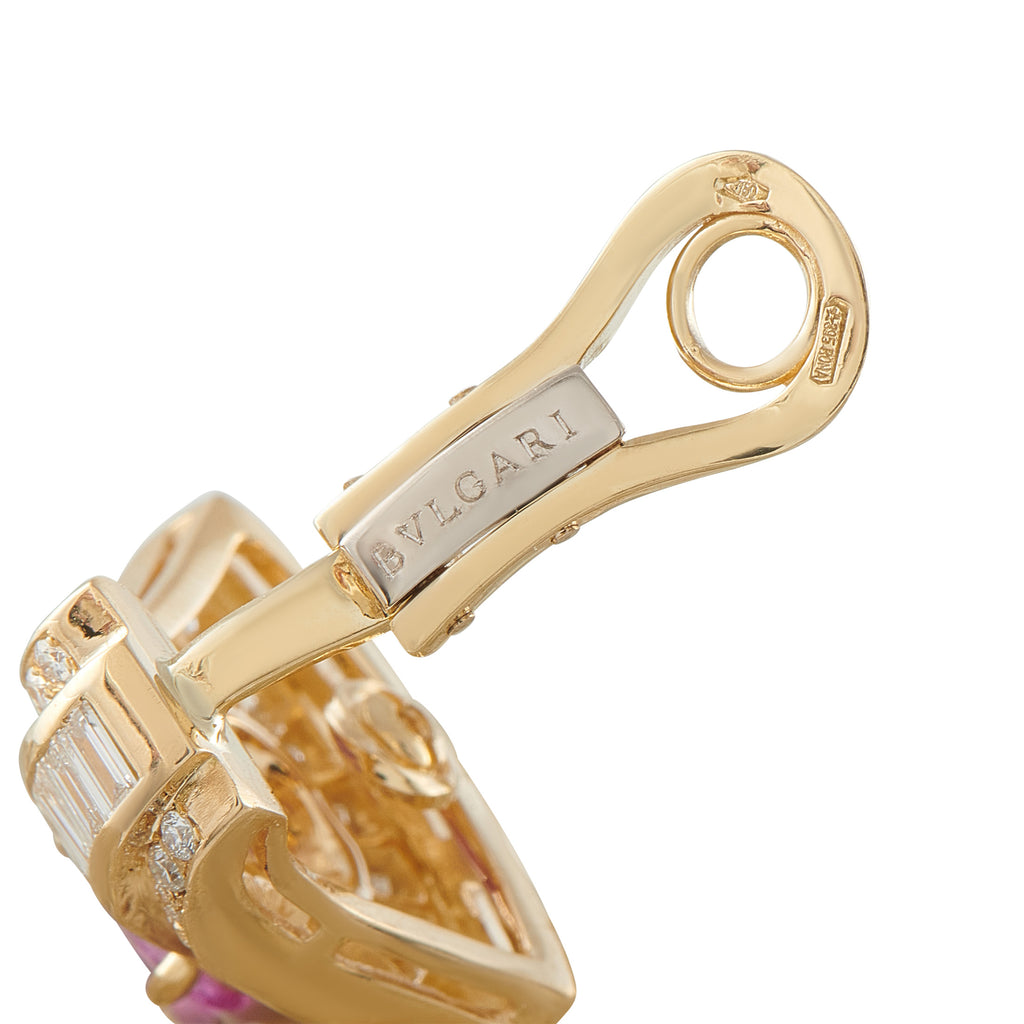 Bvlgari 18K Yellow Gold 2.50ct Diamond and Sapphire Clip-On Earrings