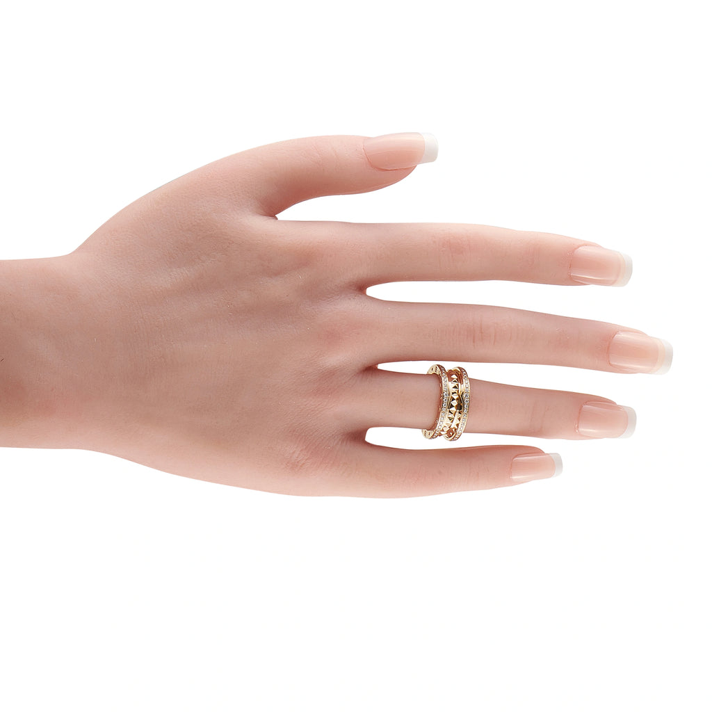 Bvlgari B.Zero1 18K yellow gold diamond ring worn on a hand