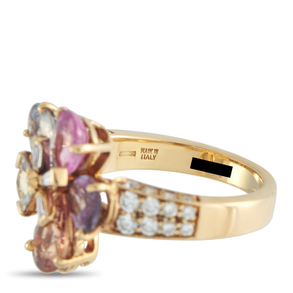 BVLGARI 18K Yellow Gold 0.30ct Diamond and Sapphire Ring