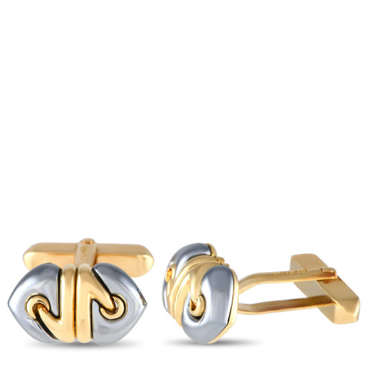 Bvlgari Doppio Cuore 18K Yellow Gold Hematite Cufflinks