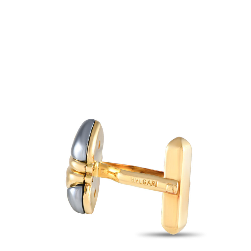 Bvlgari Doppio Cuore 18K Yellow Gold Hematite Cufflinks