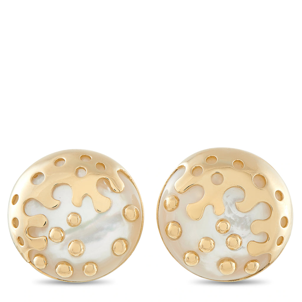 Bvlgari 18K Yellow Gold Mother of Pearl Earrings