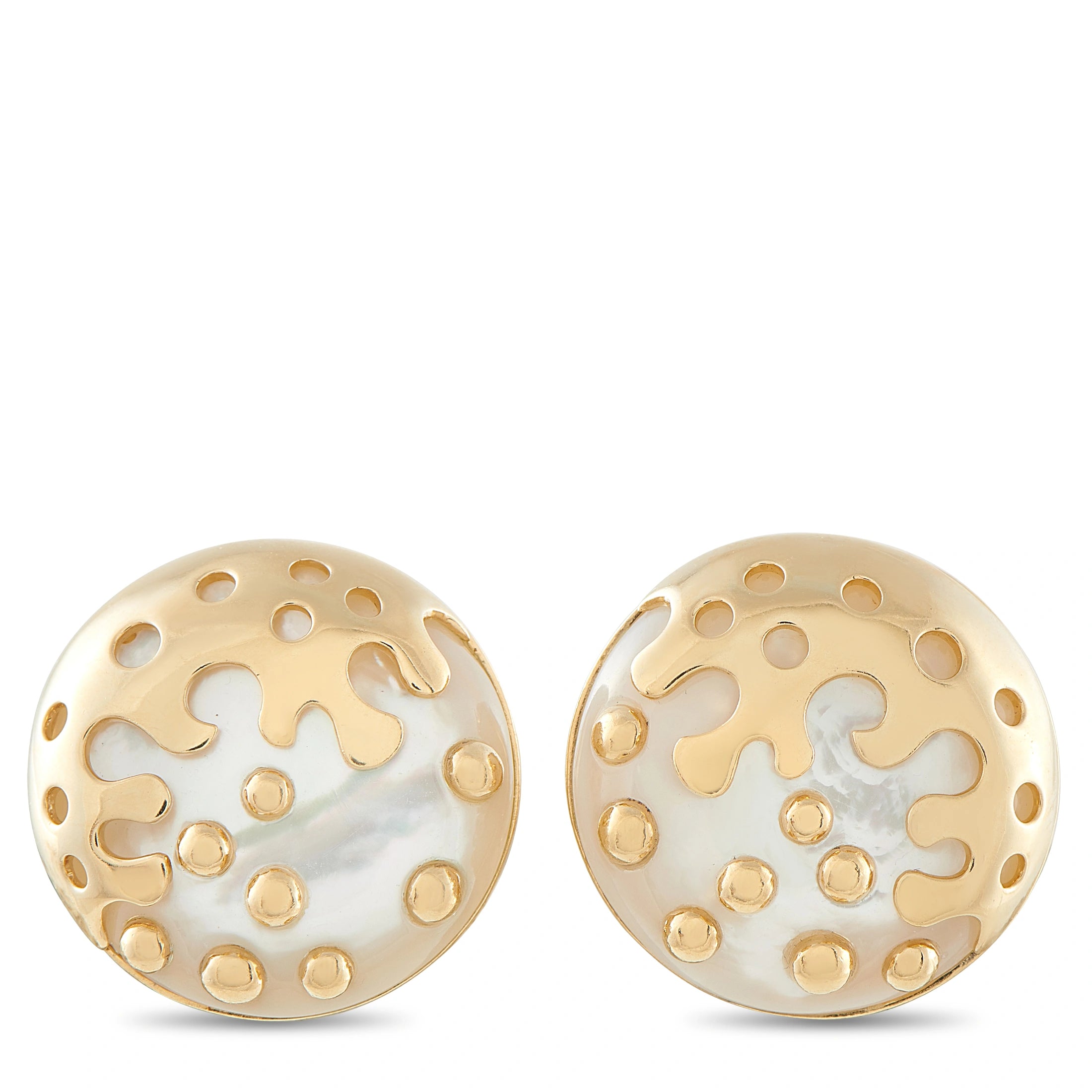Bvlgari 18K Yellow Gold Mother of Pearl Earrings