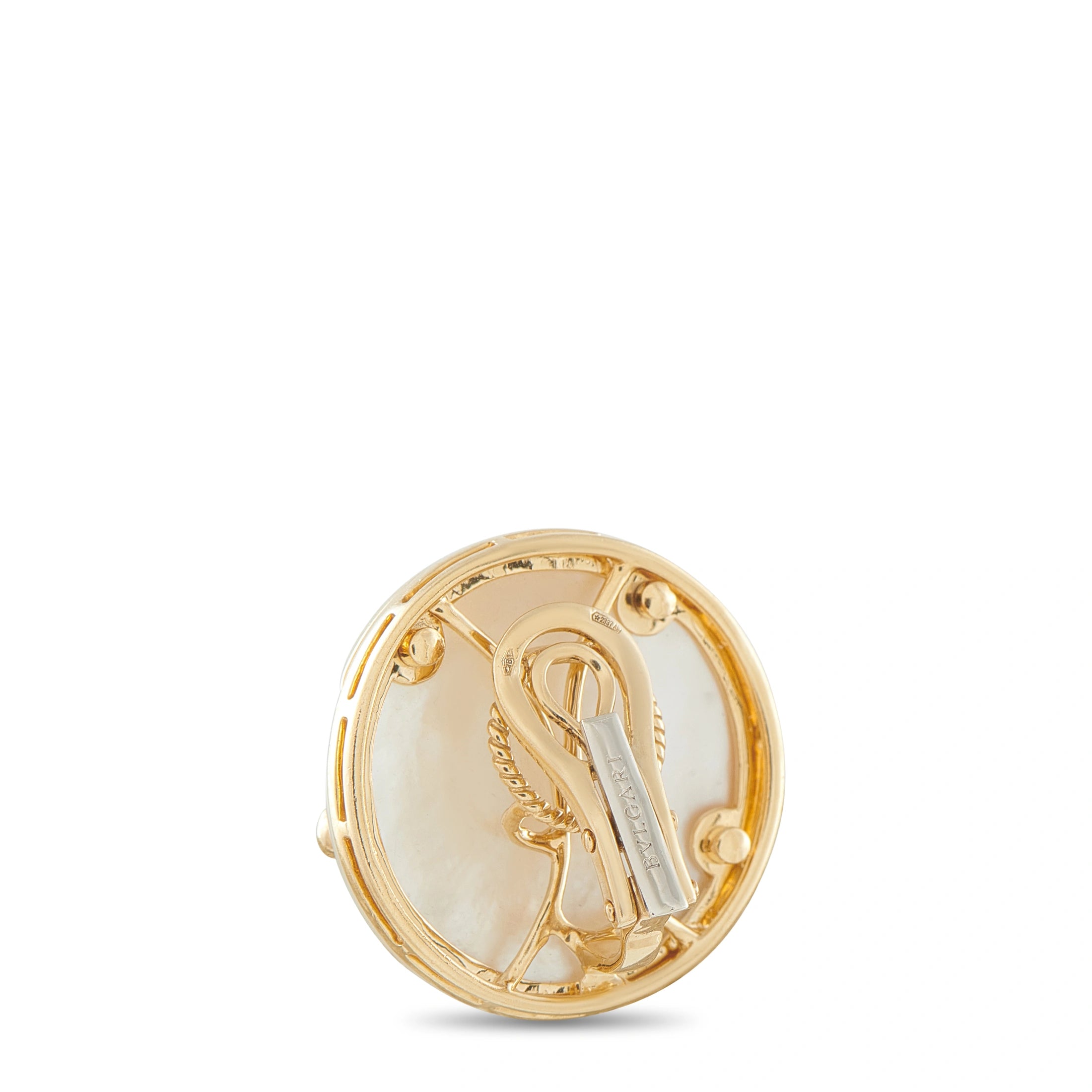 Bvlgari 18K Yellow Gold Mother of Pearl Earrings