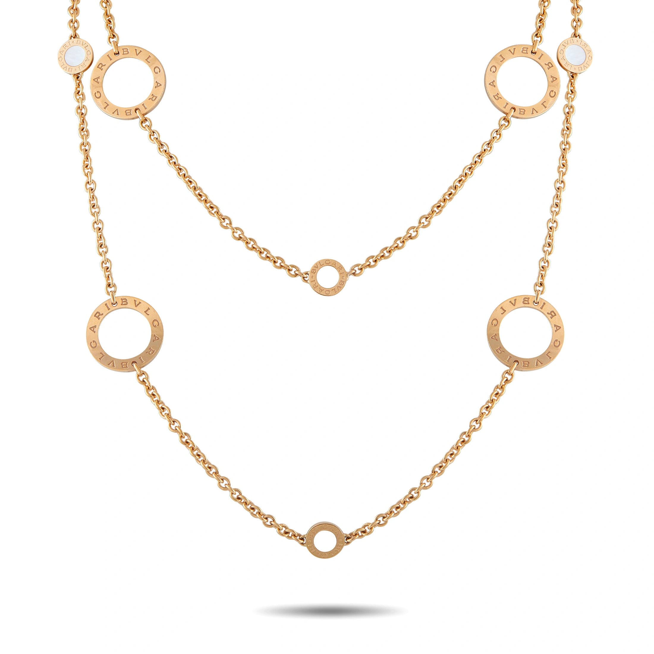 Bvlgari 18K Yellow Gold Open Circle Station Necklace