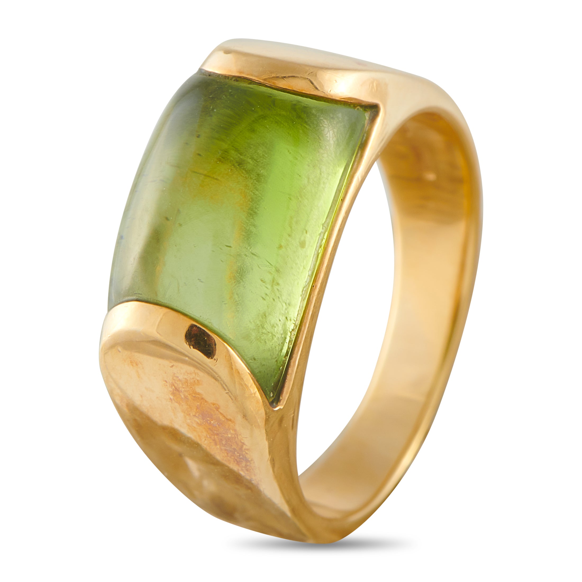 BVLGARI Tronchetto 18K Yellow Gold Peridot Ring