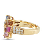 Bvlgari 18K Yellow Gold Diamond and Multi Fancy Sapphire Flower Ring