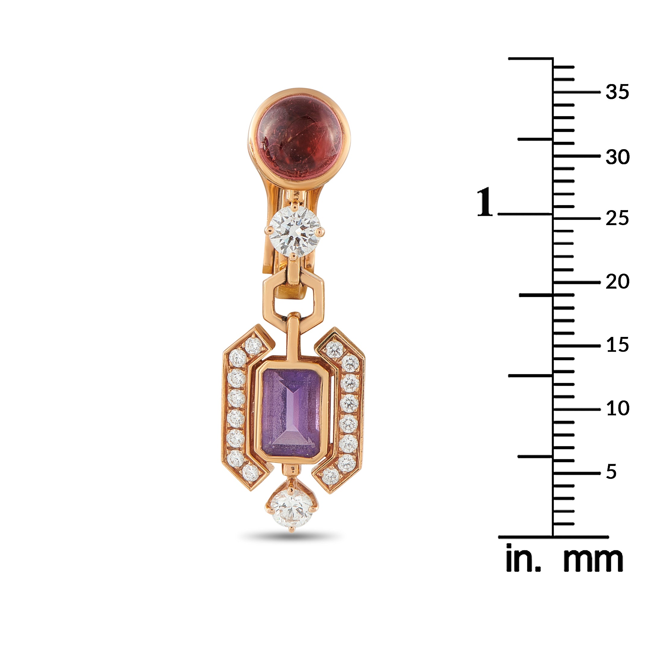 Bvlgari Allegra 18K Rose Gold 1.22ct Diamond, Amethyst, and Tourmaline Earrings