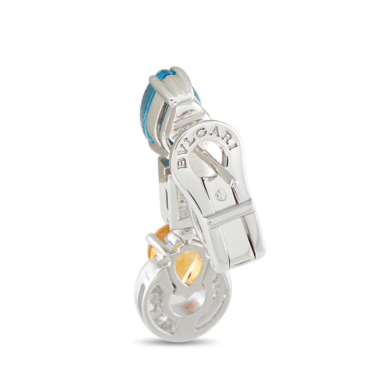 Bvlgari Allegra 18K white gold earring with blue and yellow gemstones
