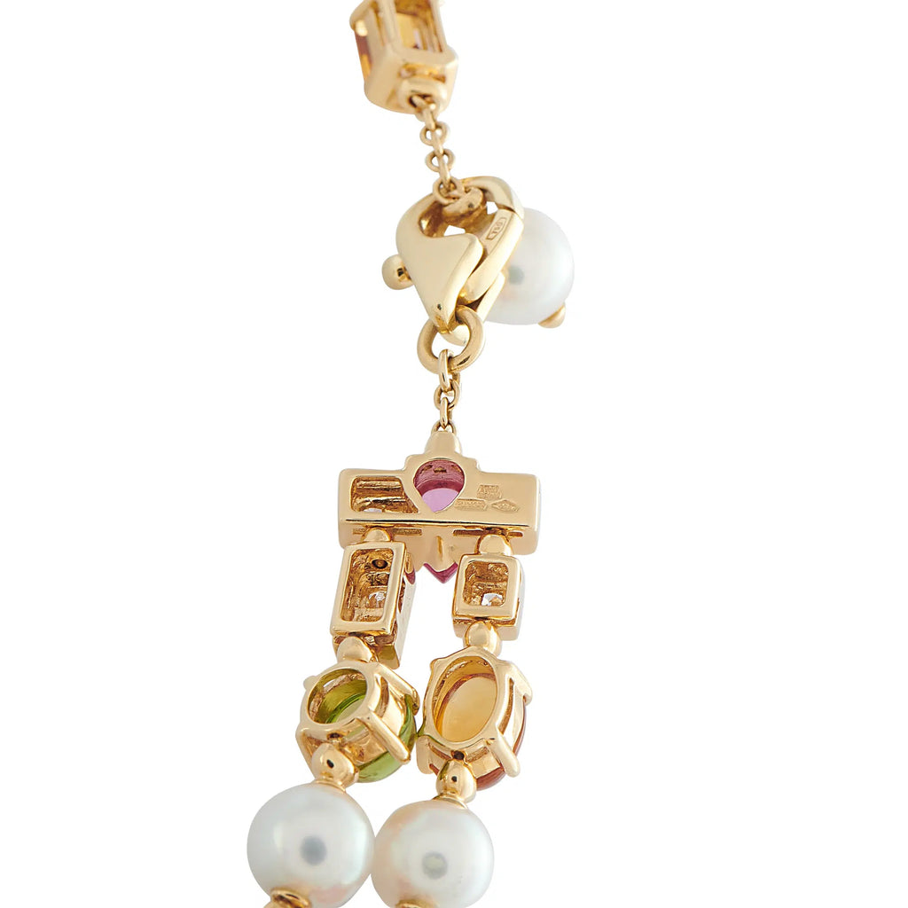 Bvlgari Allegra 18K Yellow Gold 4.05ct Diamond, Pearl, and Multi-Gemstone Necklace