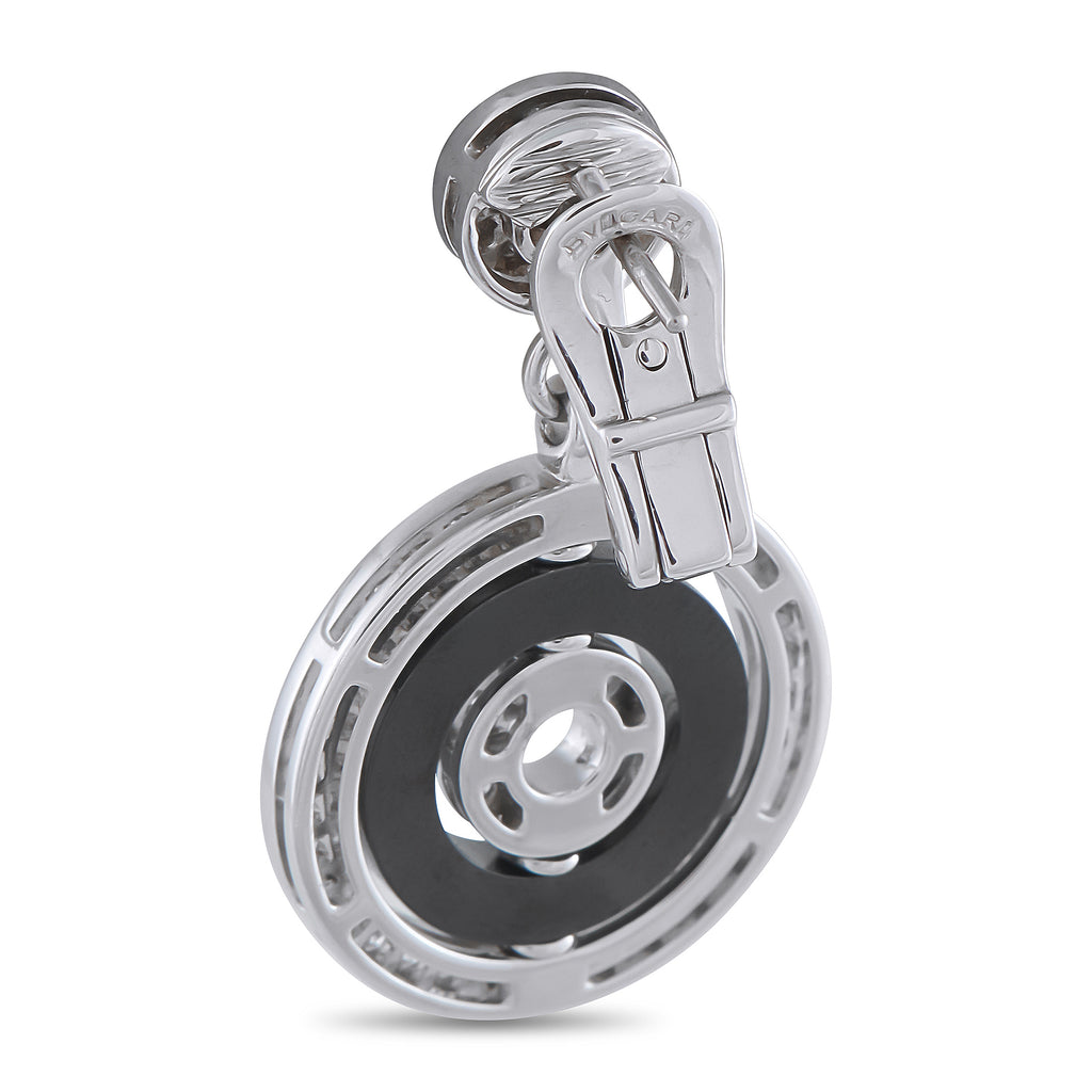 Bvlgari Astrale 18K White Gold Diamond and Ceramic Earrings