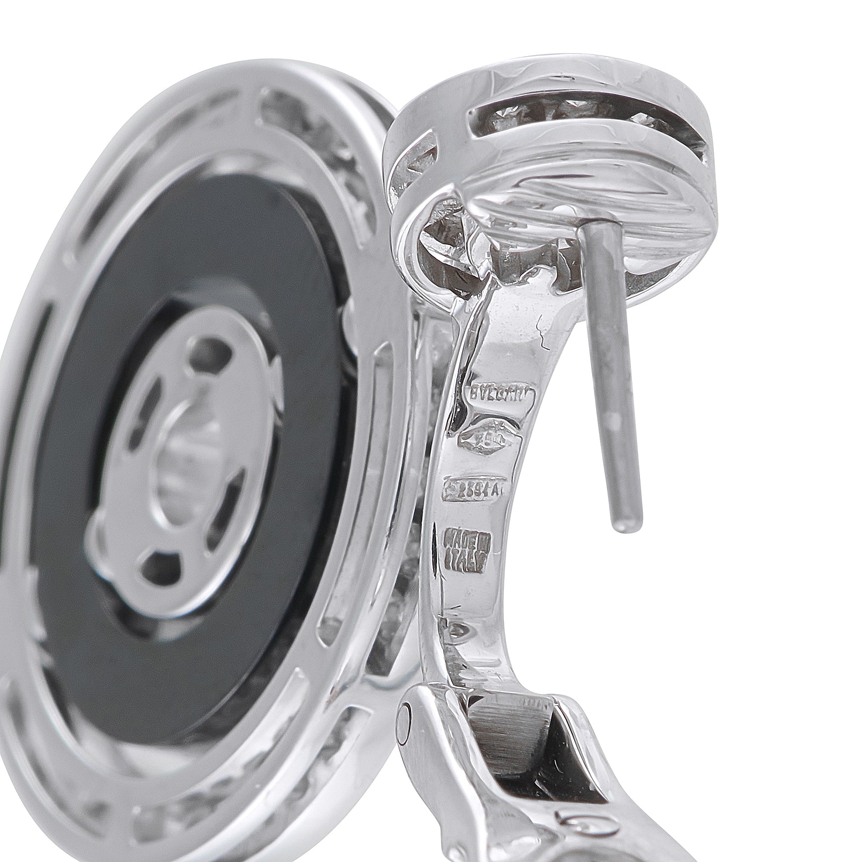 Bvlgari Astrale 18K White Gold Diamond and Ceramic Earrings