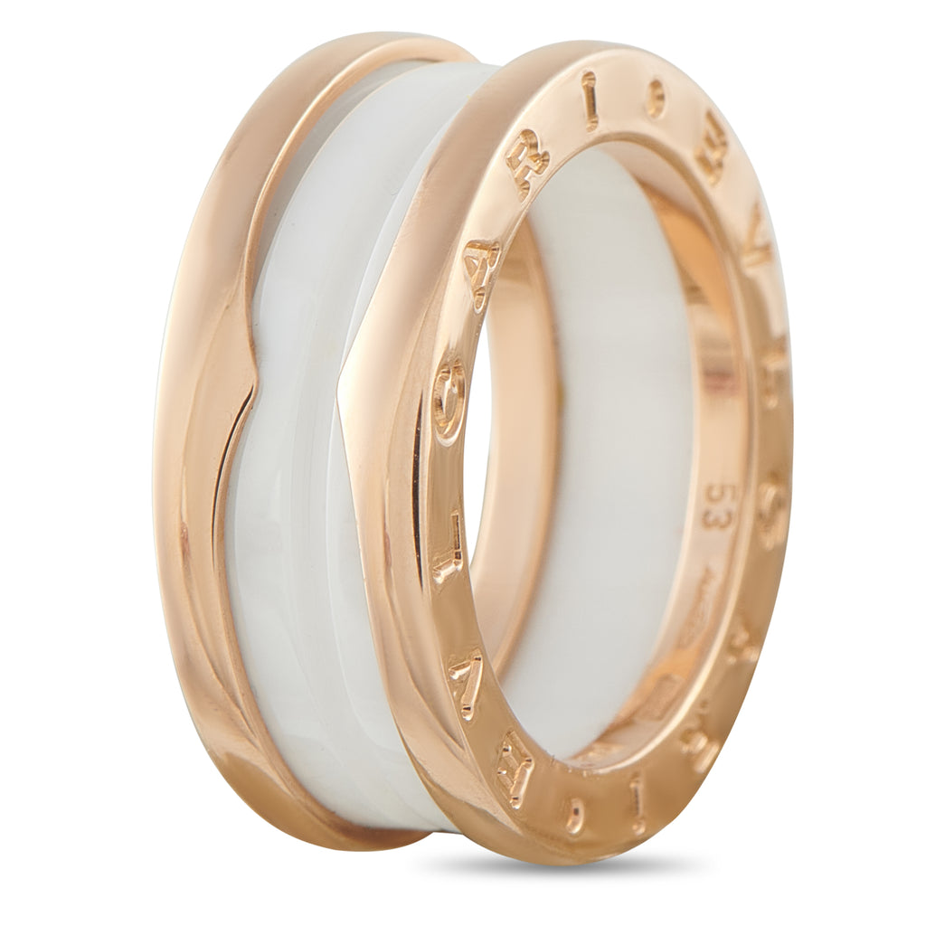 Bvlgari Bvlgari B.zero1 18K Rose Gold White Ceramic Ring