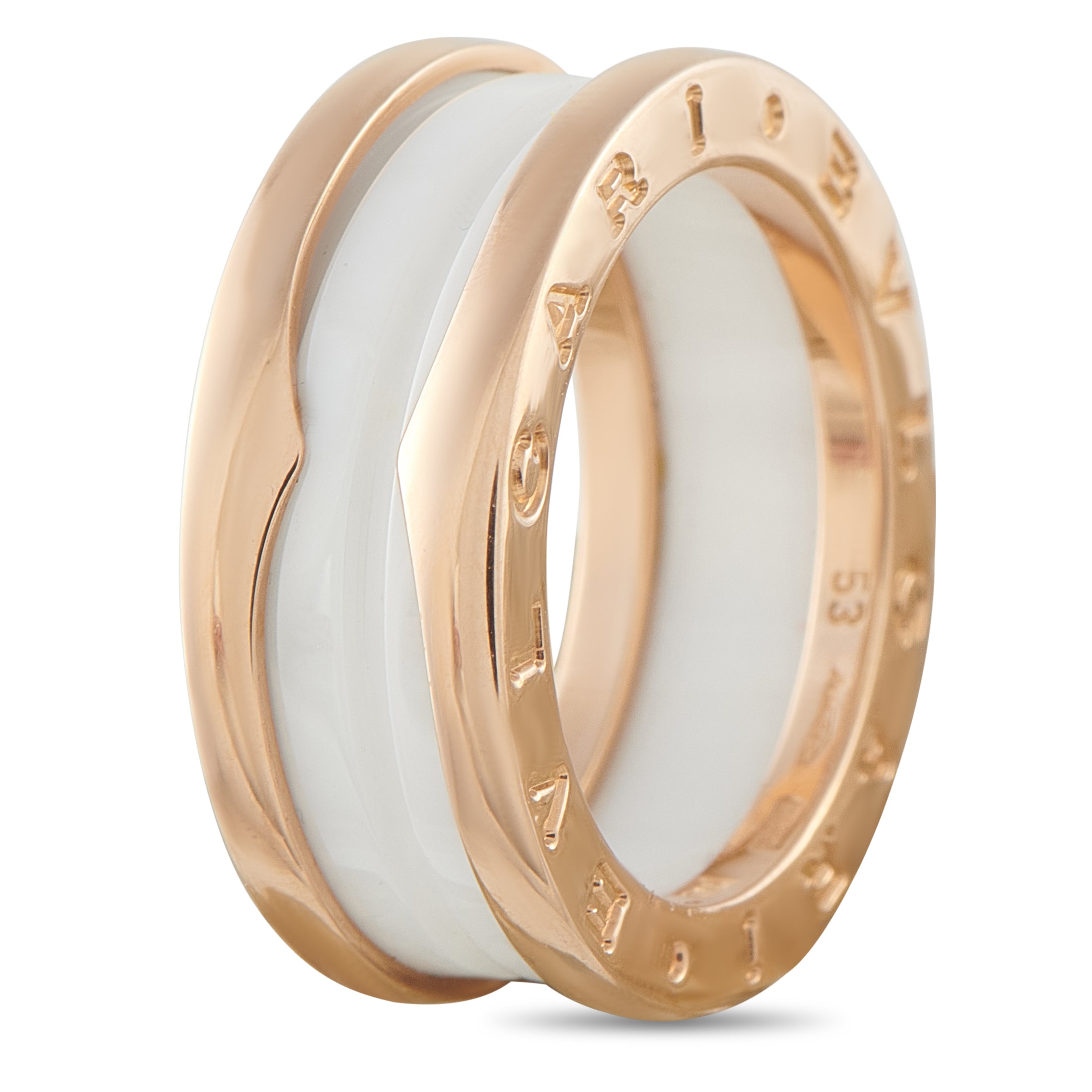Bvlgari Bvlgari B.zero1 18K Rose Gold White Ceramic Ring