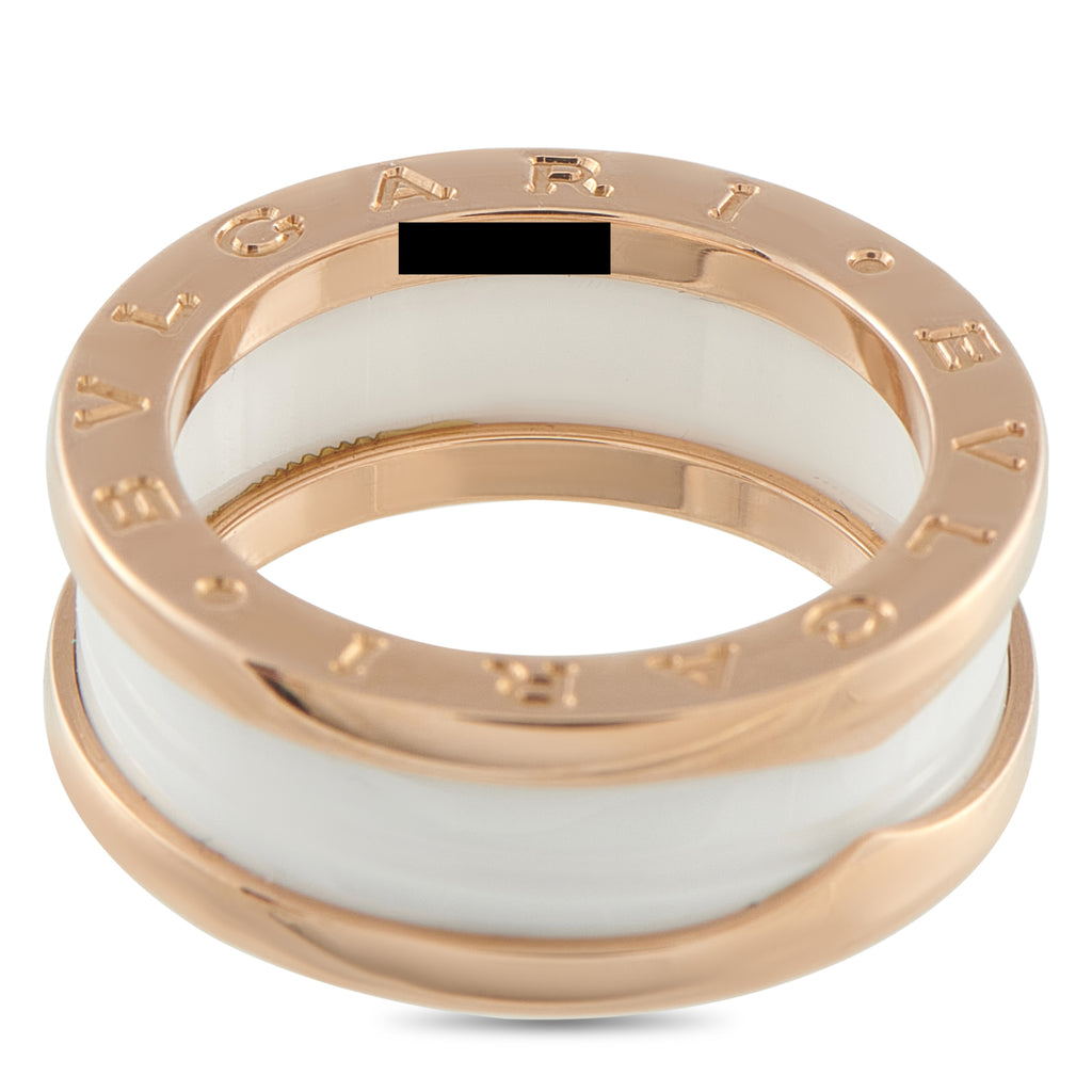 Bvlgari Bvlgari B.zero1 18K Rose Gold White Ceramic Ring