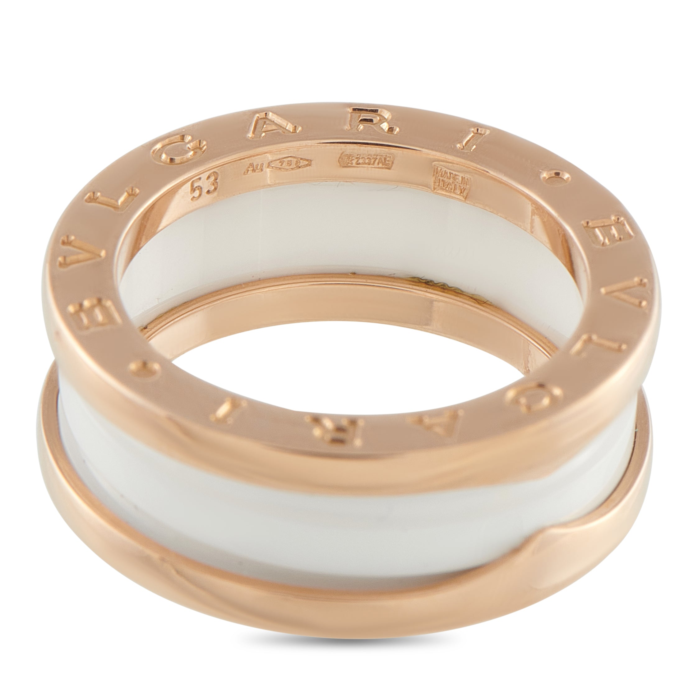 Bvlgari Bvlgari B.zero1 18K Rose Gold White Ceramic Ring
