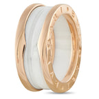 Bvlgari B.zero1 18K Rose Gold White Ceramic Ring