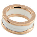 Bvlgari B.zero1 18K Rose Gold White Ceramic Ring