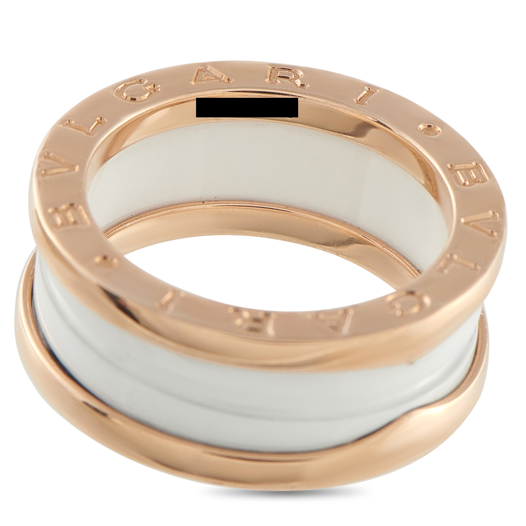 Bvlgari B.zero1 18K Rose Gold White Ceramic Ring