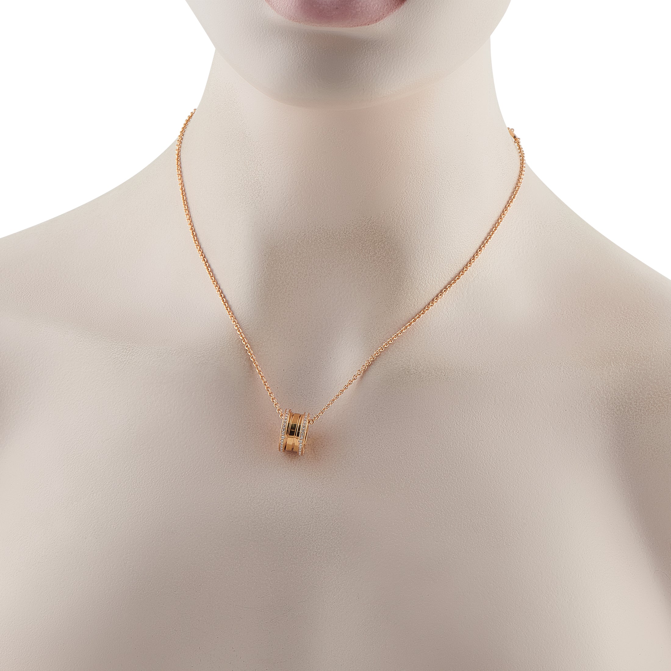 Bvlgari B.zero1 18K Rose Gold 0.41ct Diamond Necklace